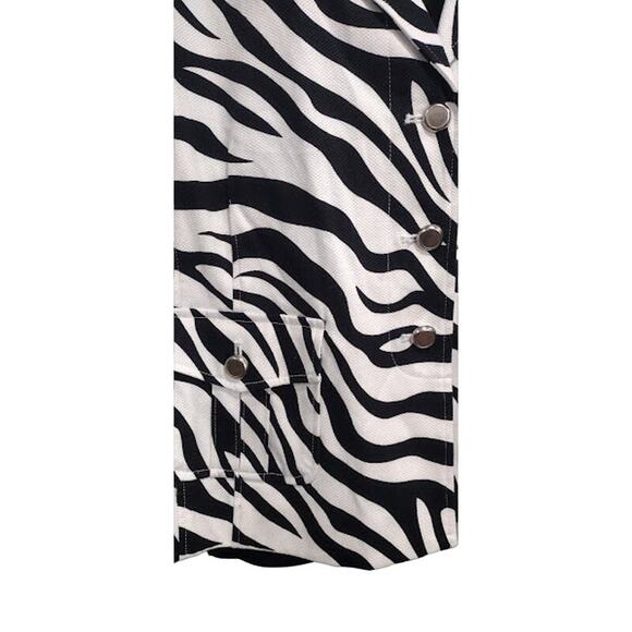Joan Rivers Zebra Stripe Unlined Jacket with Pockets, Blk/Wht, Sz XL - Picture 2 of 7